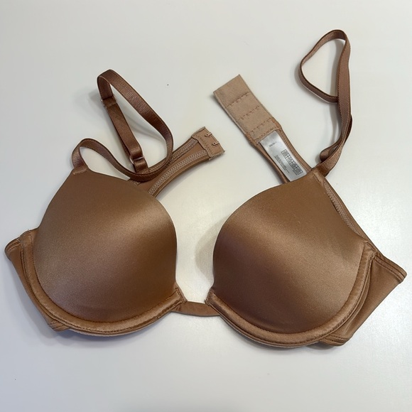 Padded Smooth Push Up Underwire Bra adjustable straps back hook 34B Beige Color - Picture 8 of 8